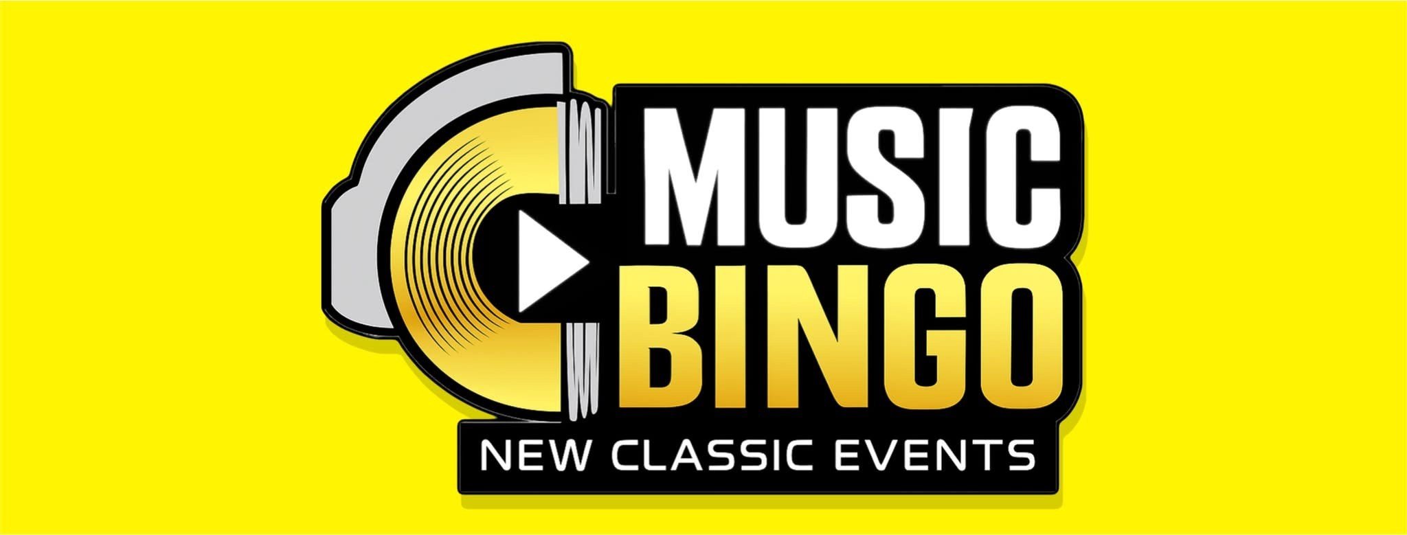 Logo for Muth Bingo featuring a stylized vinyl record and a play button, with the text 'MUTCH BINGO' and 'NEW CLASSIC EVENTS' on a yellow background.