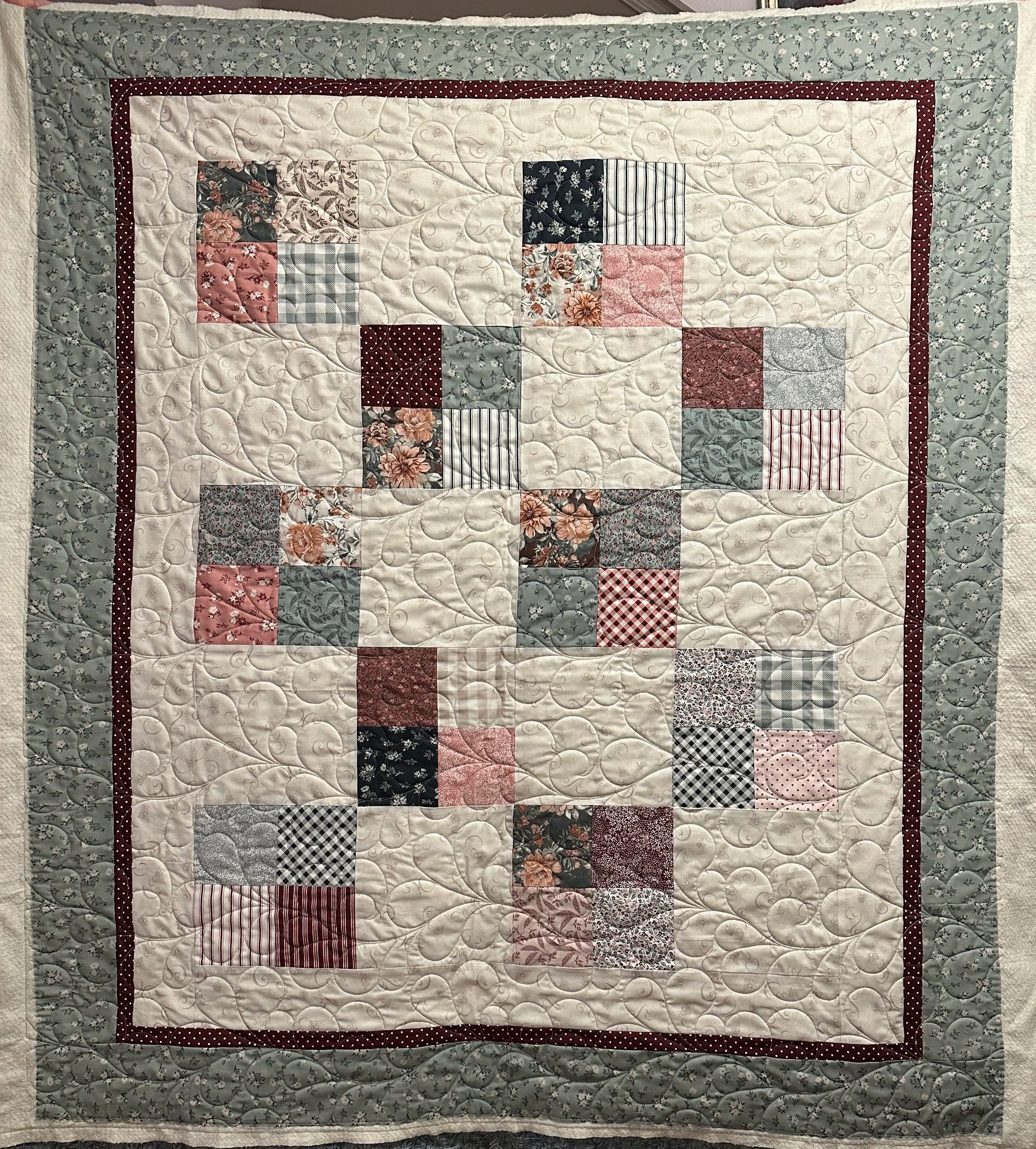 Pink and Green Four Patches