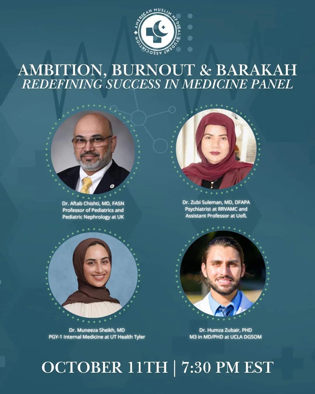 Ambition can drive us forward, but what happens when the pursuit of success comes at the cost of our well-being?⁠
⁠
Join AMMSA for **Ambition, Burnout &amp; Barakah: Redefining Success in Medicine**, a conversation exploring how Muslim medical studen