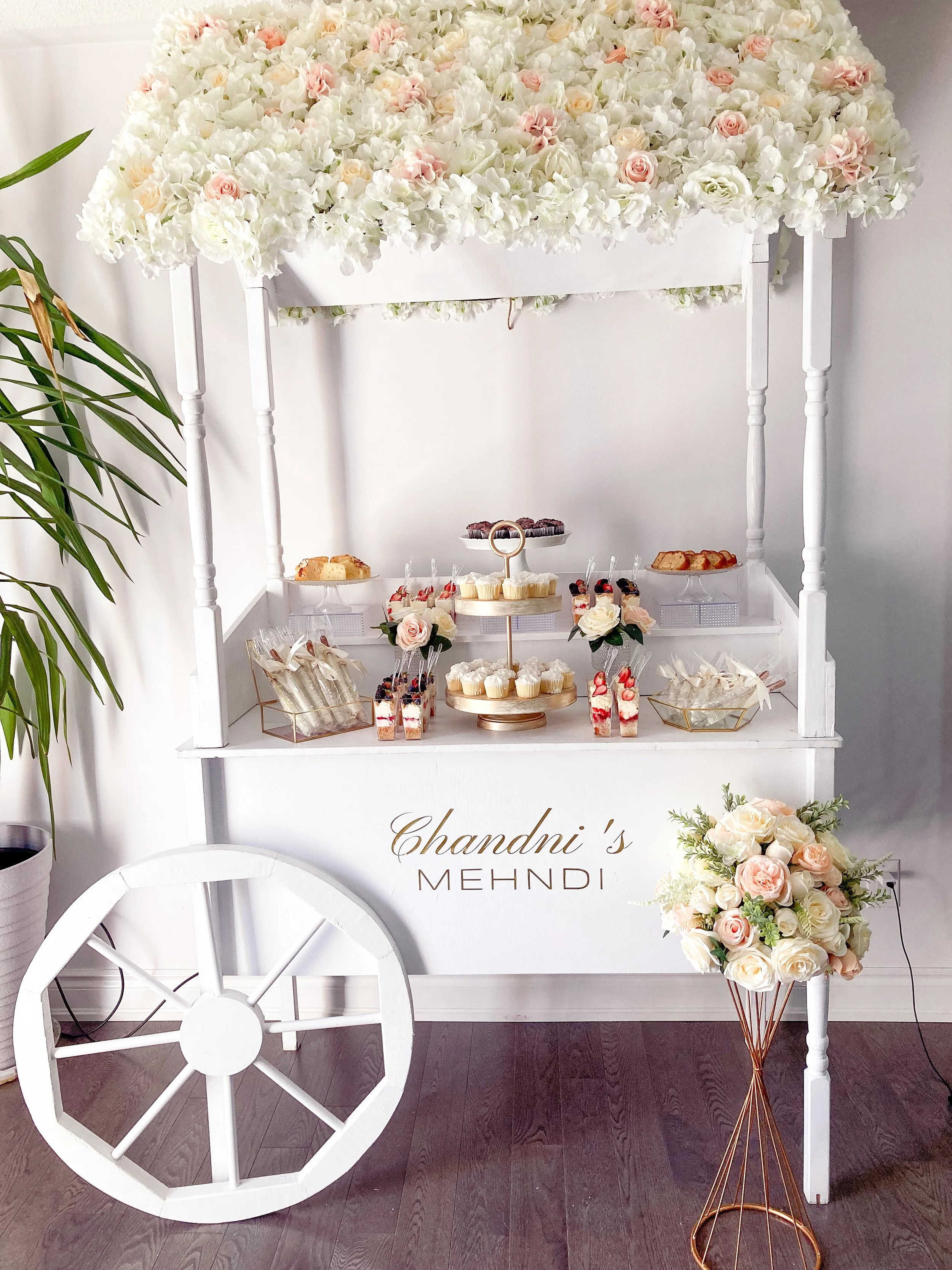 Bridal Shower with Floral Roof Sweets Cart