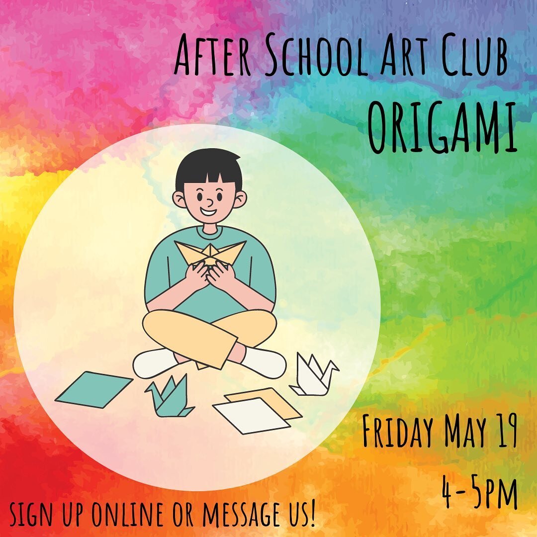This Friday- learn how to make all sorts of origami at after school art club. Open to grades K-5, hit the #linkinbio to sign up 🎨