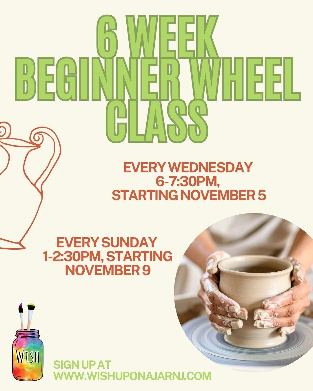 Join us for a 6-week beginner wheel class! Students will learn the concepts and techniques of wheel throwing and get to hone their skills with an experienced instructor. If you took one of our try-it classes and are looking for a bit more, this is th