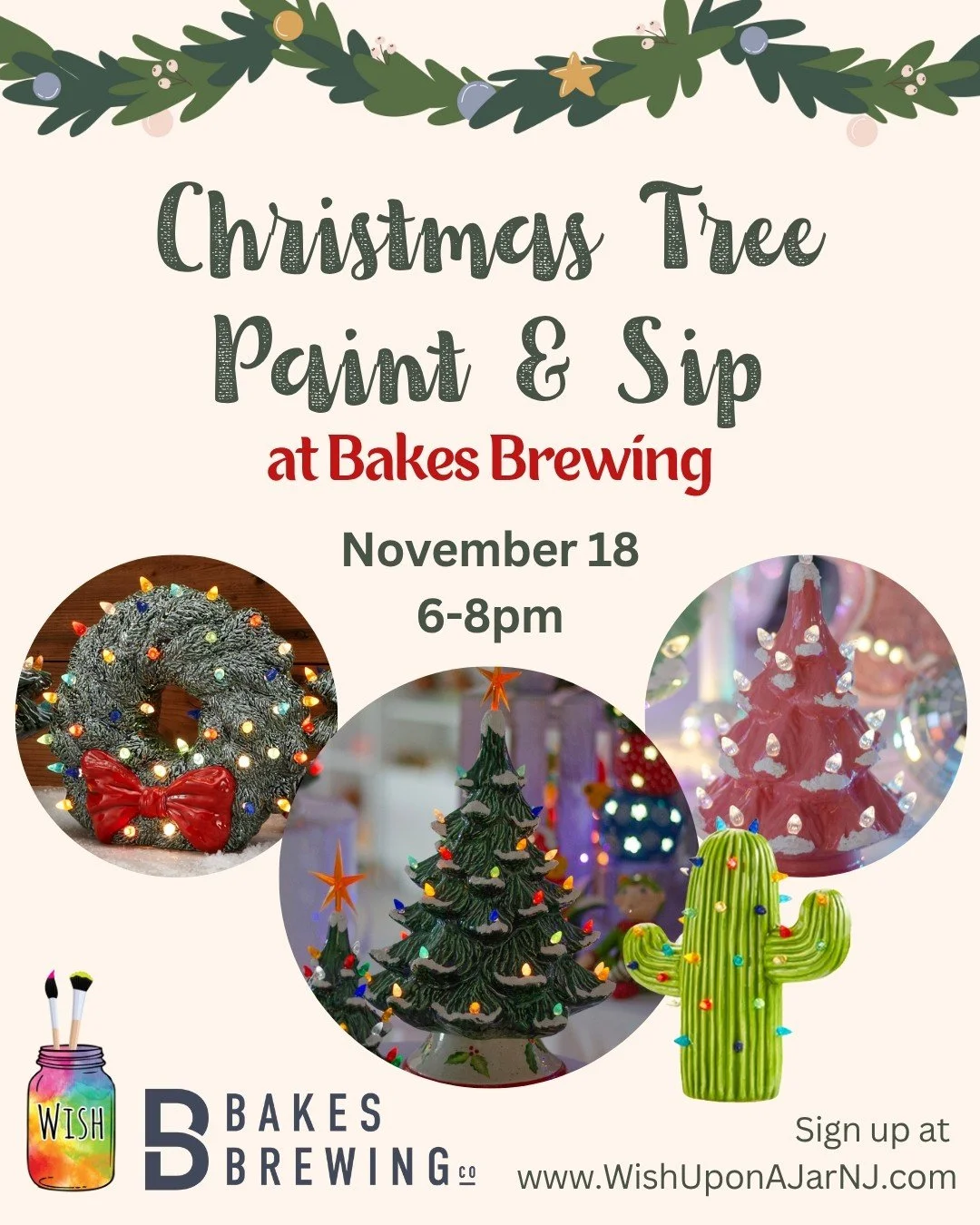 Join us next month for a Christmas Tree Paint &amp; Sip at @bakesbrewingco 🍺🎄 We'll be bringing our classic trees (plus lots of other options), along with everything needed to paint them in both traditional and nontraditional colors. Plus, enjoy a 