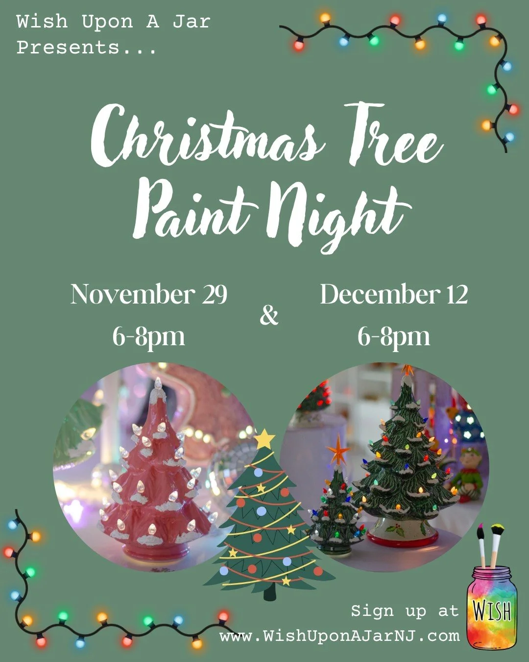 Join us for one of our Christmas Tree Paint Nights this year! We'll have several sizes of the classic vintage tree, as well as lots of other styles. We'll also have non-tree options (like cacti and gnomes) if you want something less traditional. Hit 