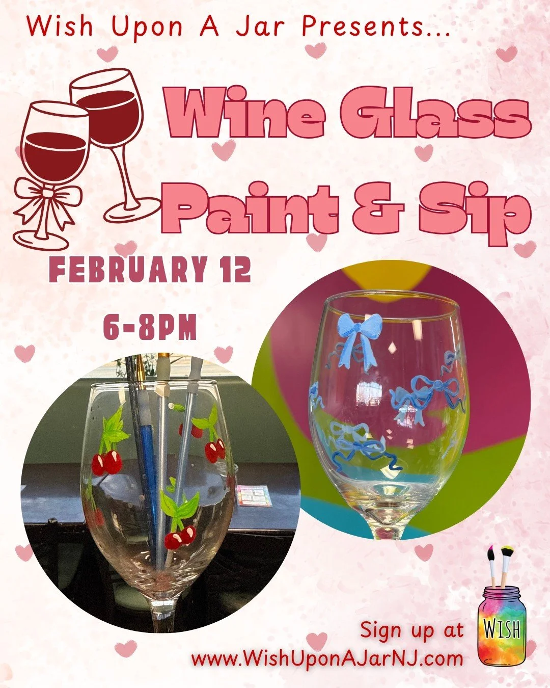 Bring your galentine or your Valentine and join us for a laid back paint night! We'll have painted samples, as well as traceable templates available for use. This class is easygoing and perfect for painters of all levels. Head to the link in our bio 