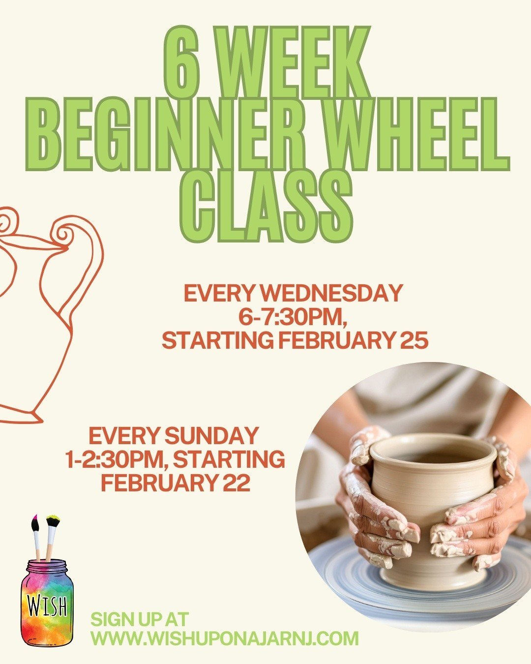 Our 6-week beginner wheel classes are back! Students will learn the concepts and techniques of wheel throwing and get to hone their skills with an experienced instructor. If you took one of our try-it classes and are looking for a bit more, this is t