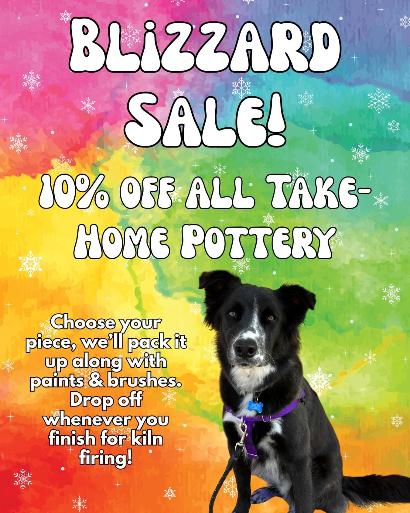 Stock up on snow day fun! Stop in, pick out some pieces, and we&rsquo;ll pack everything into a take home kit- 10% off. We&rsquo;re opening at 11 ☃️🎨