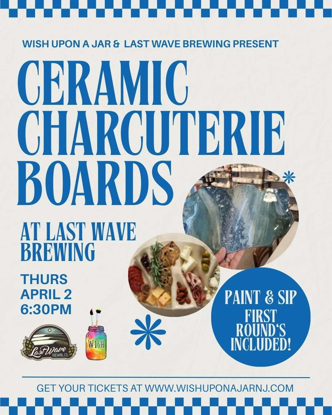 Join us next month at @lastwavebrewing to make ceramic charcuterie boards! These boards have been trending all over the internet, and we've done the first step and sculped them all, so all you have to do is add some color. We'll have a rainbow of col