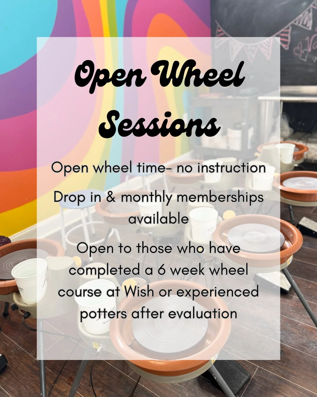 We&rsquo;re excited to offer something new, coming mid-April- open wheel sessions at Wish. Swipe for more info and email us if you&rsquo;re interested in signing up!