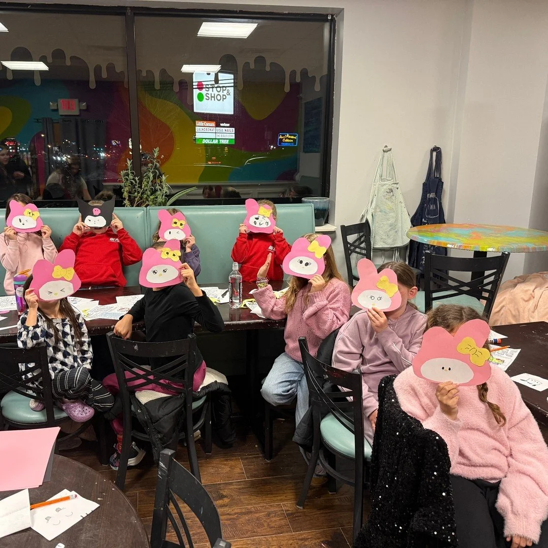 Our artists all did an amazing job and had a great time at our last Kids Night Out! Their Sanrio creations are just the cutest 🎨 Our next Kids Night Out will be Sonic the Hedgehog themed on 4/10- sign up link in bio!