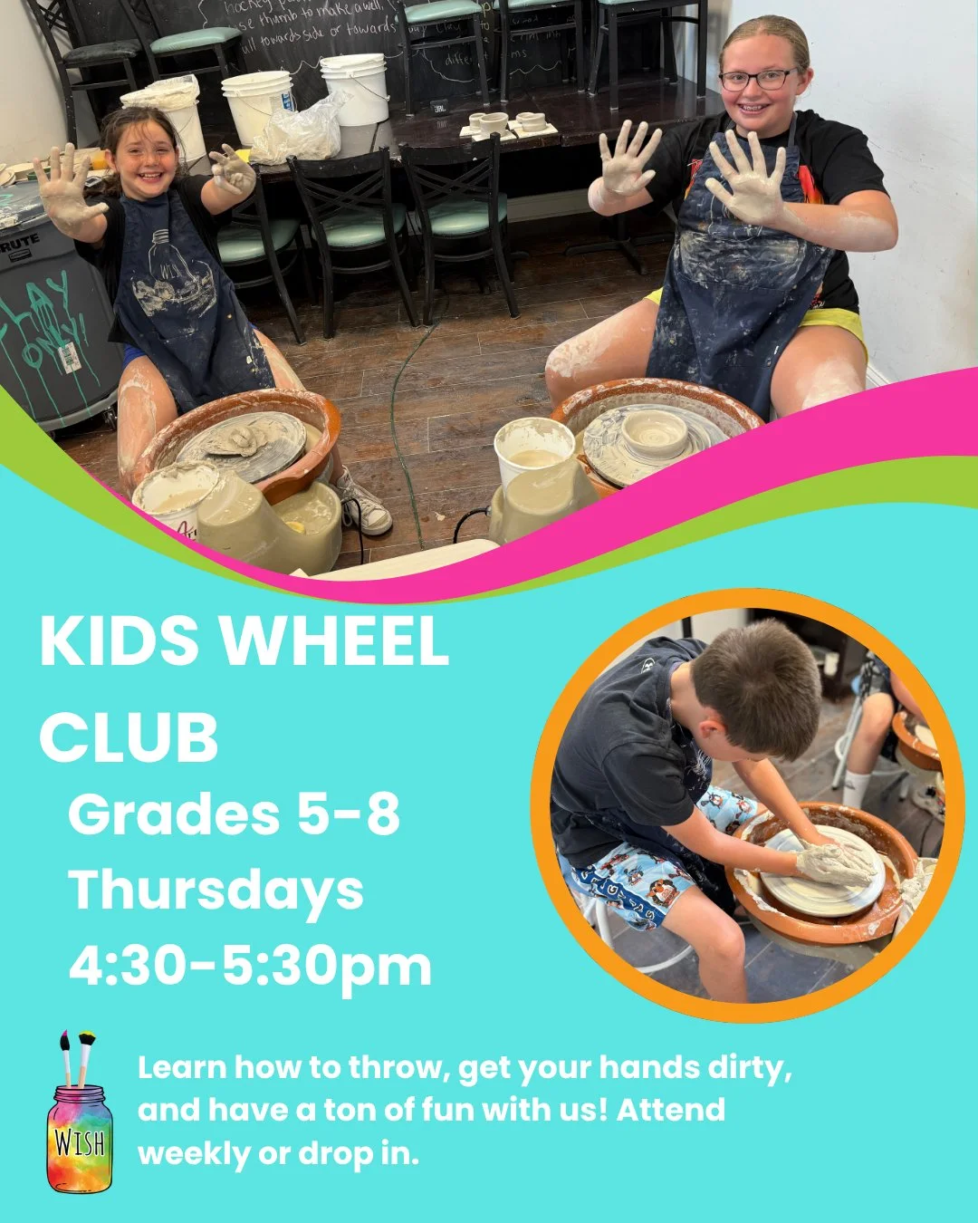 Our April Wheel Club schedule is up and open for sign ups! Head to the link in our bio to view all dates and sign up 🎨