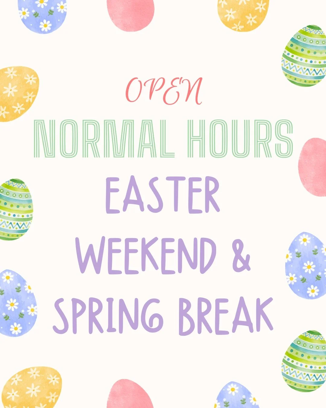 We'll be open regular hours this weekend and all of spring break! Stop in for some quality time with family and friends or a relaxing solo afternoon - we're open every day for walk-ins 🎨