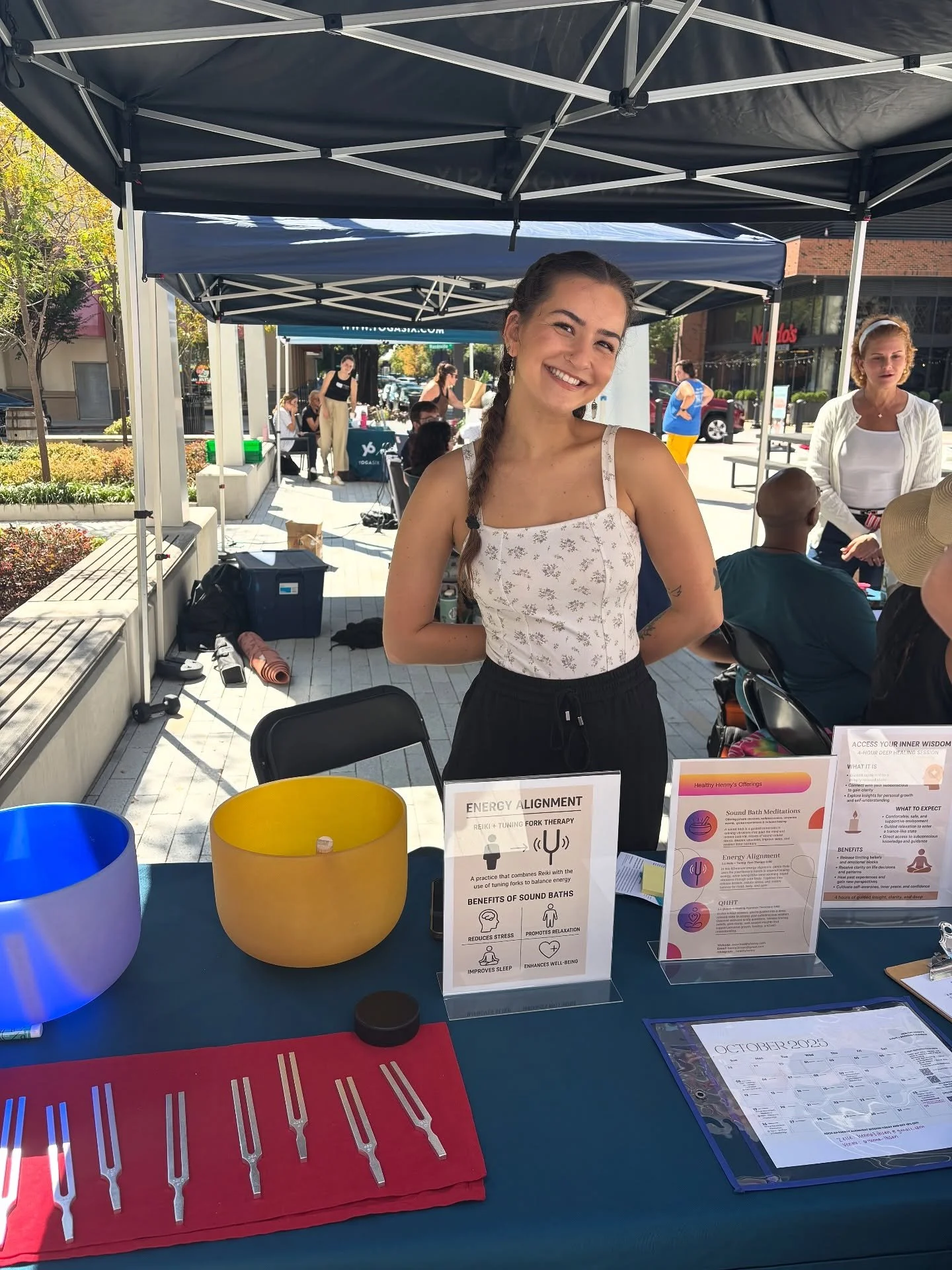 ✨ A little throwback to September 13th ✨
I had the honor of being part of Yoga Six&rsquo;s Wellness Event where I set up a table to share more about energy alignment + sound baths. I also got to guide a mini sound bath during the outdoor yoga class, 