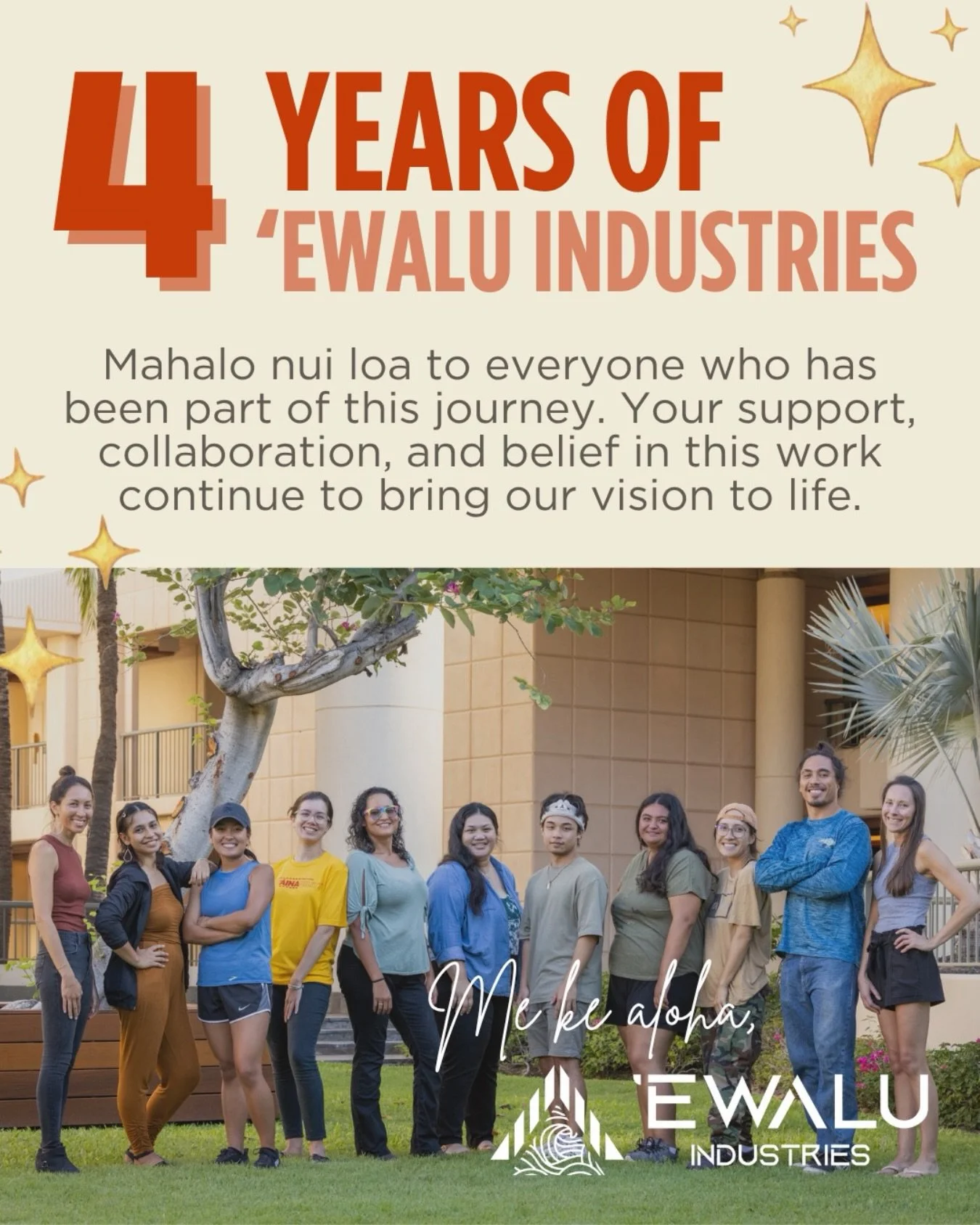 Today, we celebrate 4 years of ʻEwalu Industries&mdash;rooted in the spirit of our original eight Fellows and grounded in a shared commitment to creating meaningful opportunities for Hawaiʻi&rsquo;s next generation.

Mahalo to our partners and commun