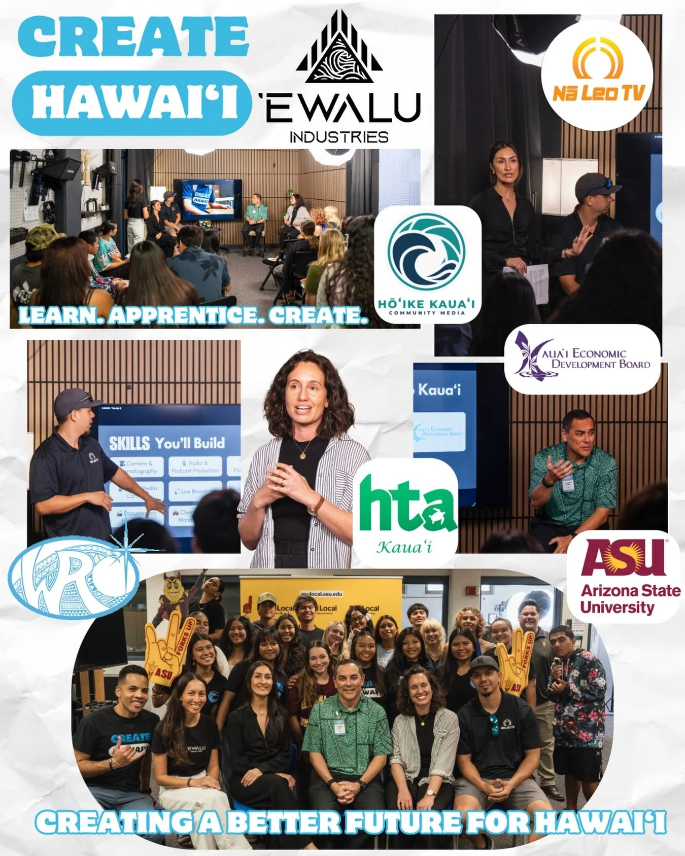 Last week, we officially launched the CREATE Hawaiʻi pre-apprenticeship program with 22 talented juniors of @kealakehewaveridermedia 🌊🎥 They had a chance to sit down with the incredible team that made this youth apprenticeship program possible: hea