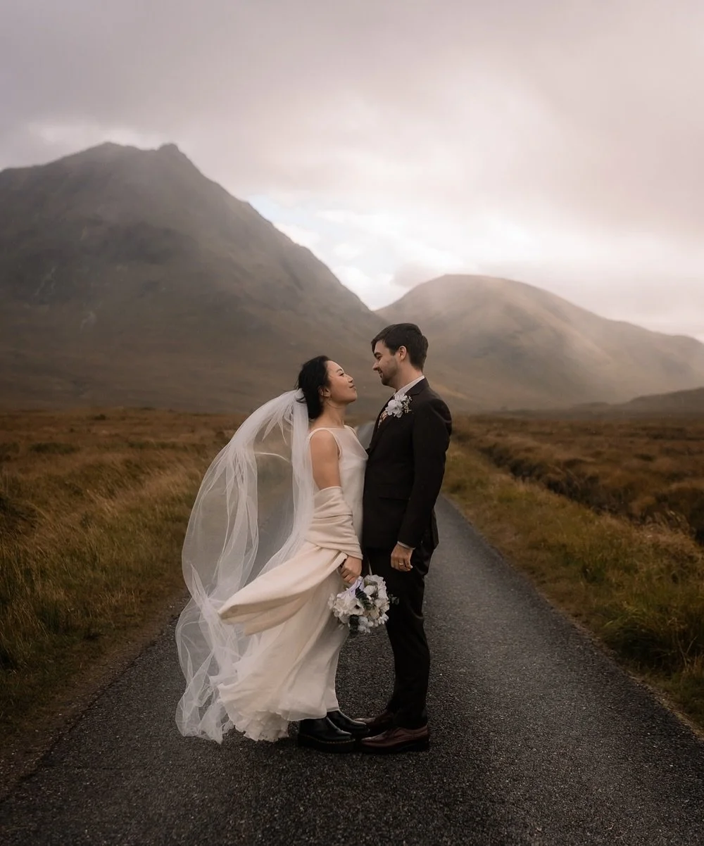 Thu &amp; David eloped in Glencoe earlier this autumn and it was absolute perfection 🤍 

Thu is insanely talented and made her own beautiful wedding dress which just adds such a special touch 🥰

We really lucked out with the weather and that gorgeo