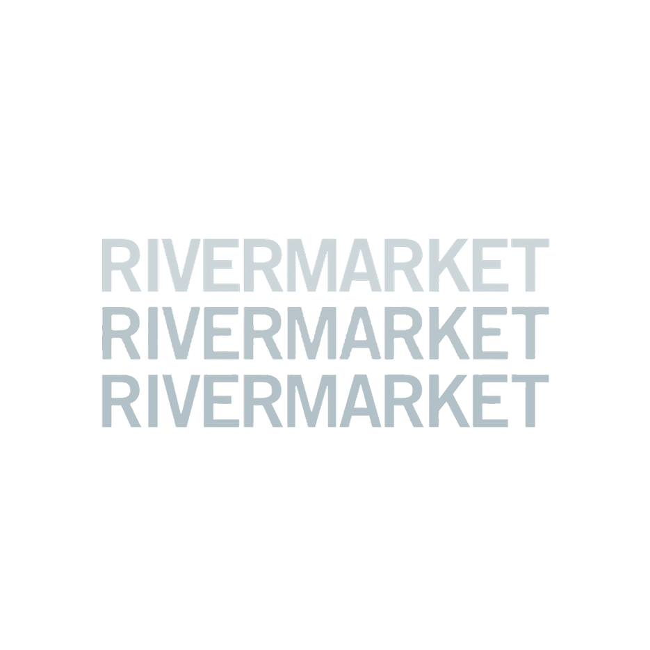 Text reading 'RIVERMARKET' repeated three times on a white background.