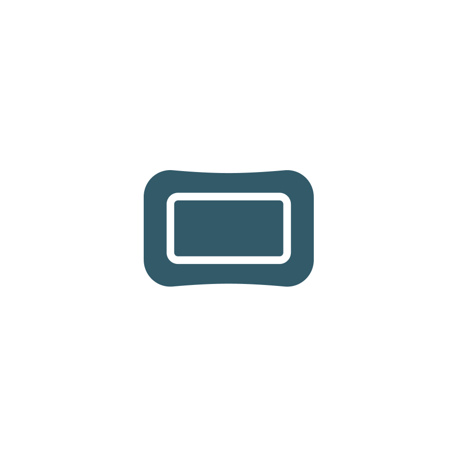 A stylized illustration of a smartwatch with a rectangular screen and a band, depicted in a minimalist, vector style.