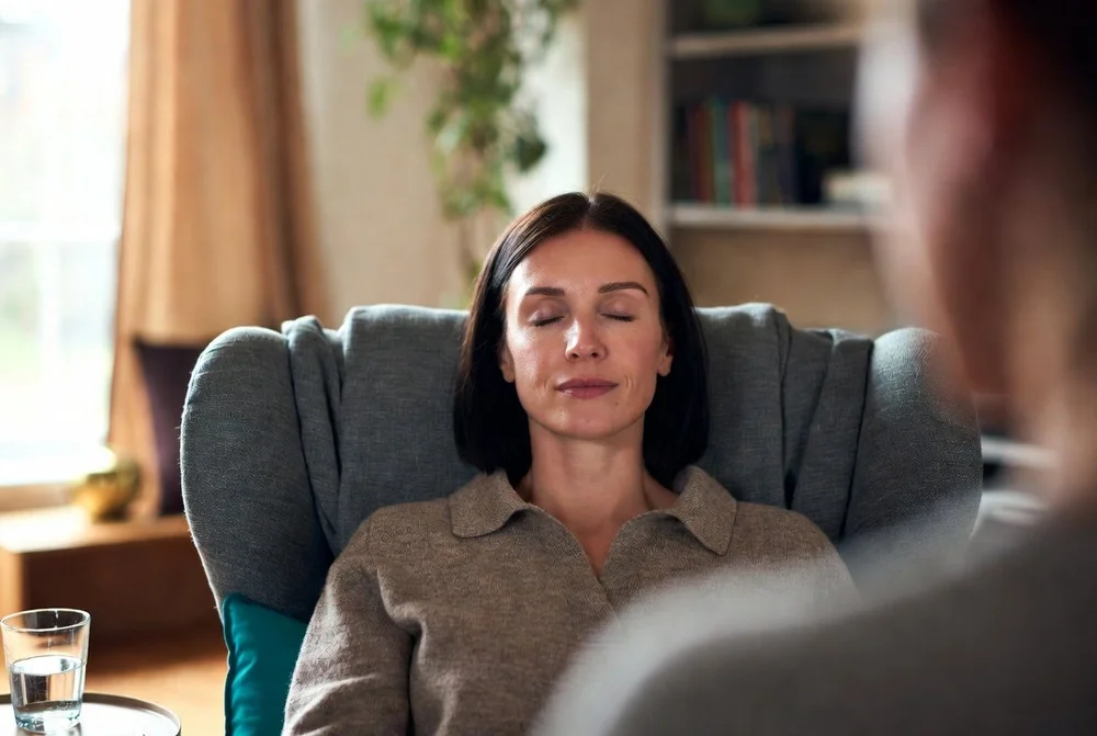 A calm therapy room representing the Hypno-EMDR process