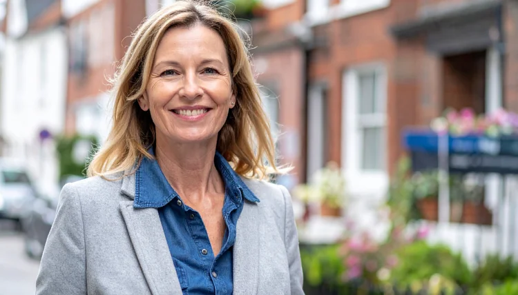 Smiling woman at ease after health anxiety treatment