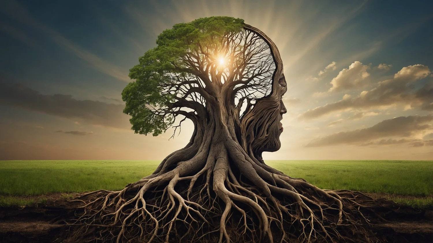 A tree with deep roots, representing getting to the root of anxiety