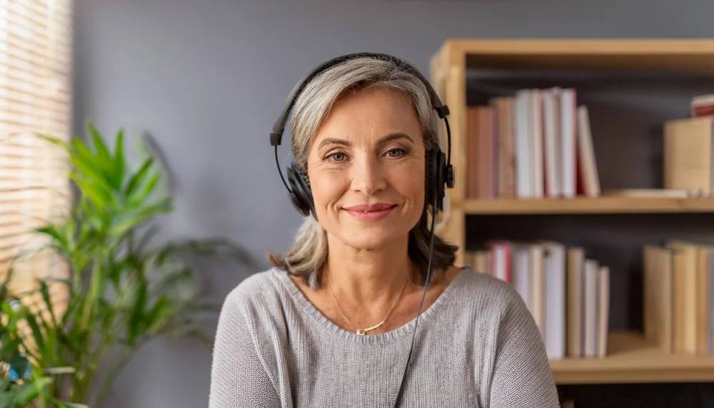 A person feeling calm and supported in a therapy session