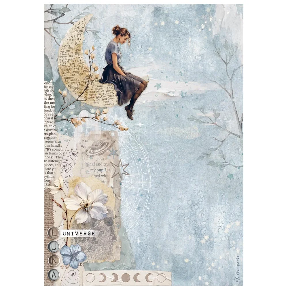 Stamperia - Secret Diary - A4 Rice Paper - Moon - DFSA41103
