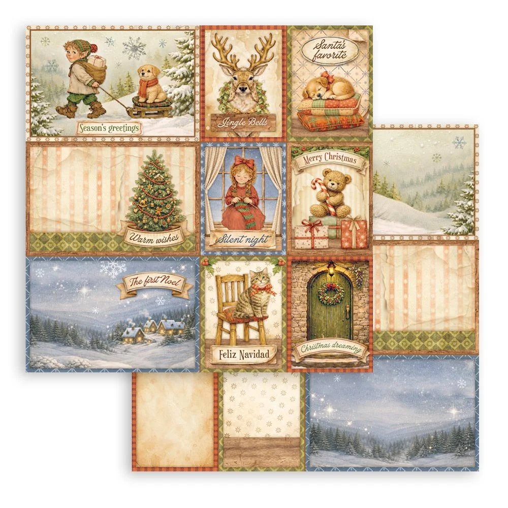 Stamperia - Silent Night - Scrapbooking Paper - Mixed Cards - SBB1165