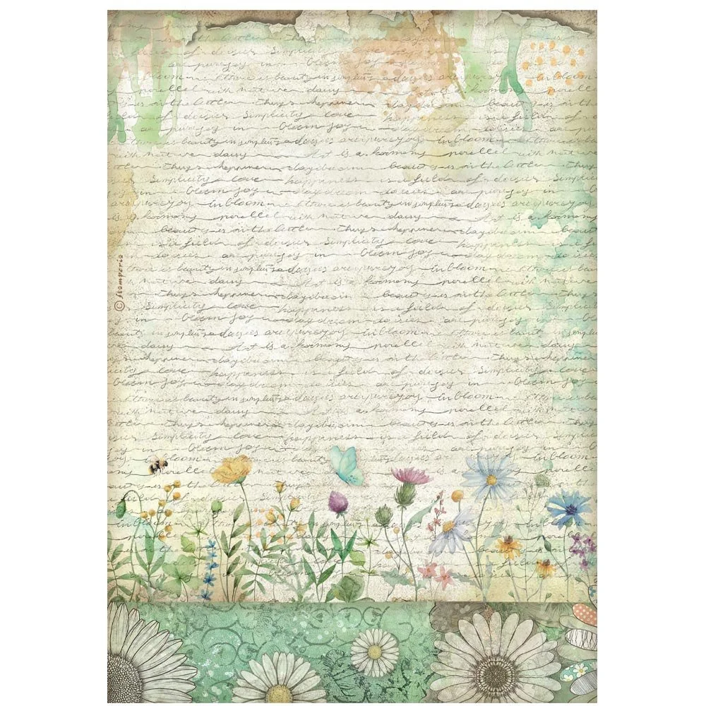 Stamperia - Daisy Art - A4 Rice Paper - Handmade Letter with Flowers - DFSA41098