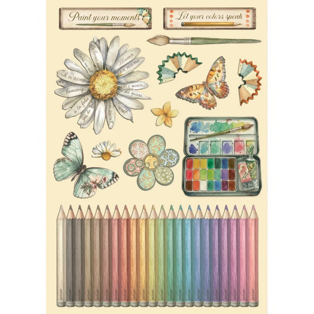 Stamperia - Daisy Art - Coloured Wooden Shapes - KLSP195
