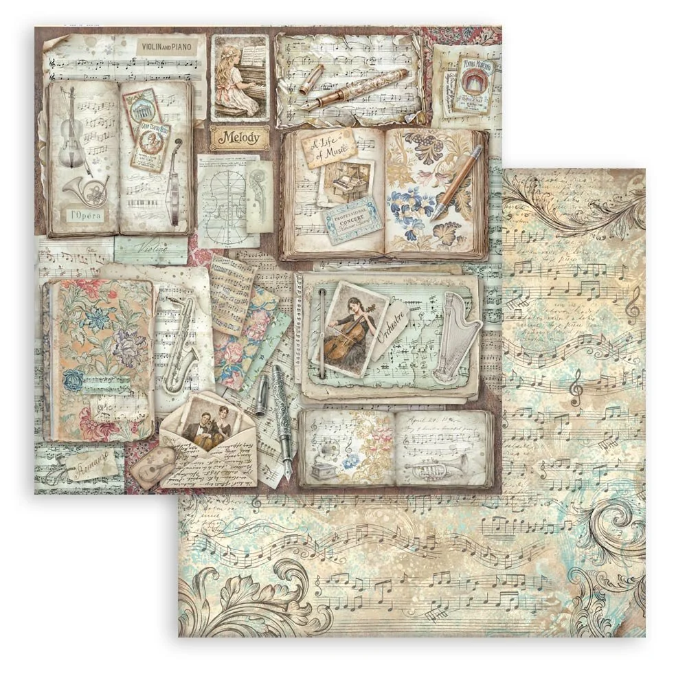 Stamperia - Symphony - Scrapbooking Paper - Books - SBB1156