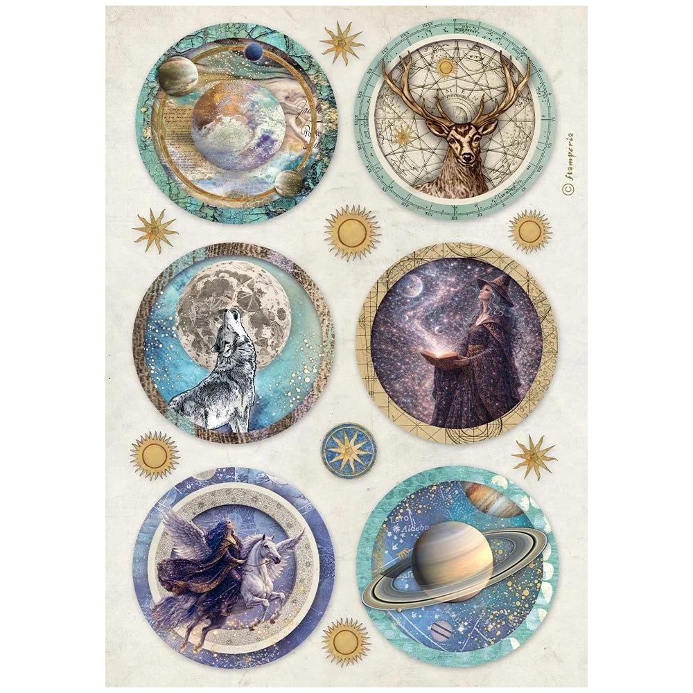 Stamperia - Cosmos - A4 Rice Paper - Rounds - DFSA41154
