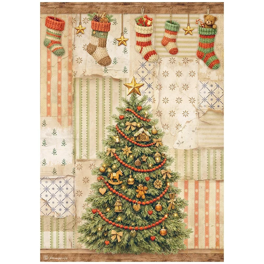 Stamperia - Silent Night - A4 Rice Paper - Christmas Tree - DFSA41140