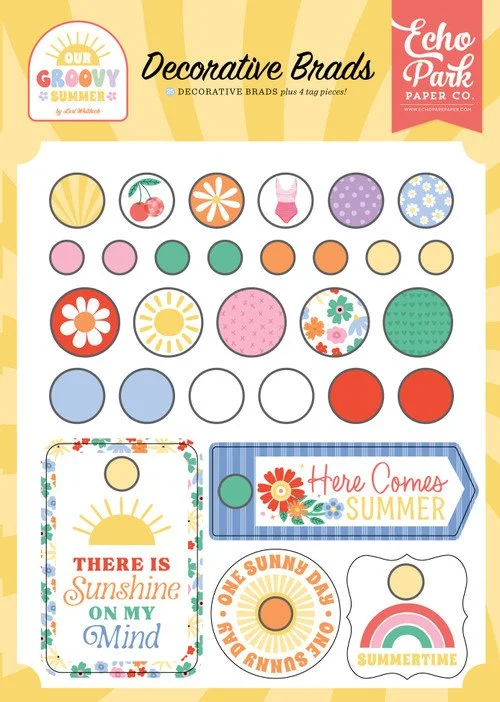 Echo Park - Decorative Brads - Our Groovy Summer - OGS496020