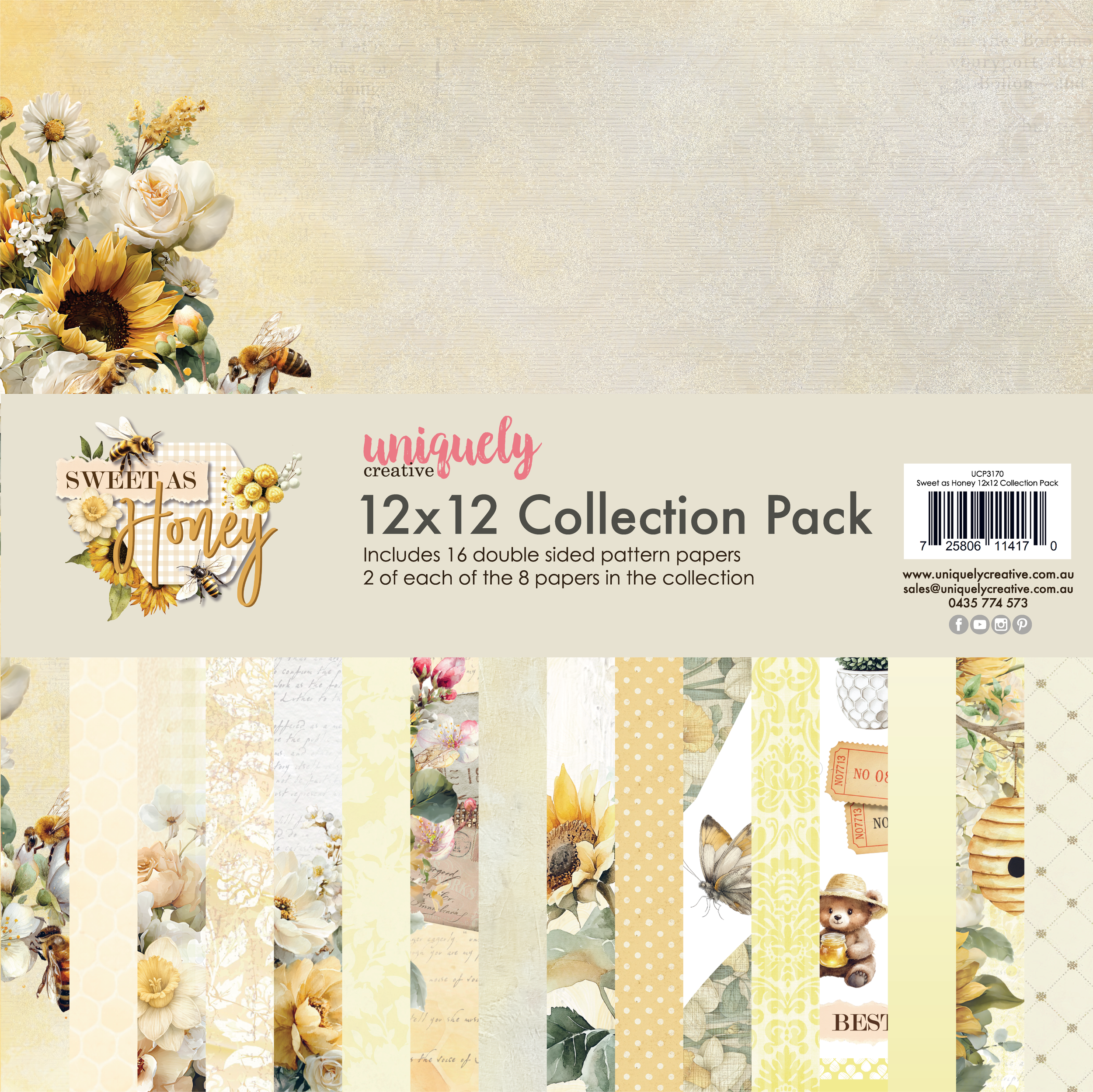 Uniquely Creative - Sweet as Honey - 12 x 12 Collection Pack - UCP3170