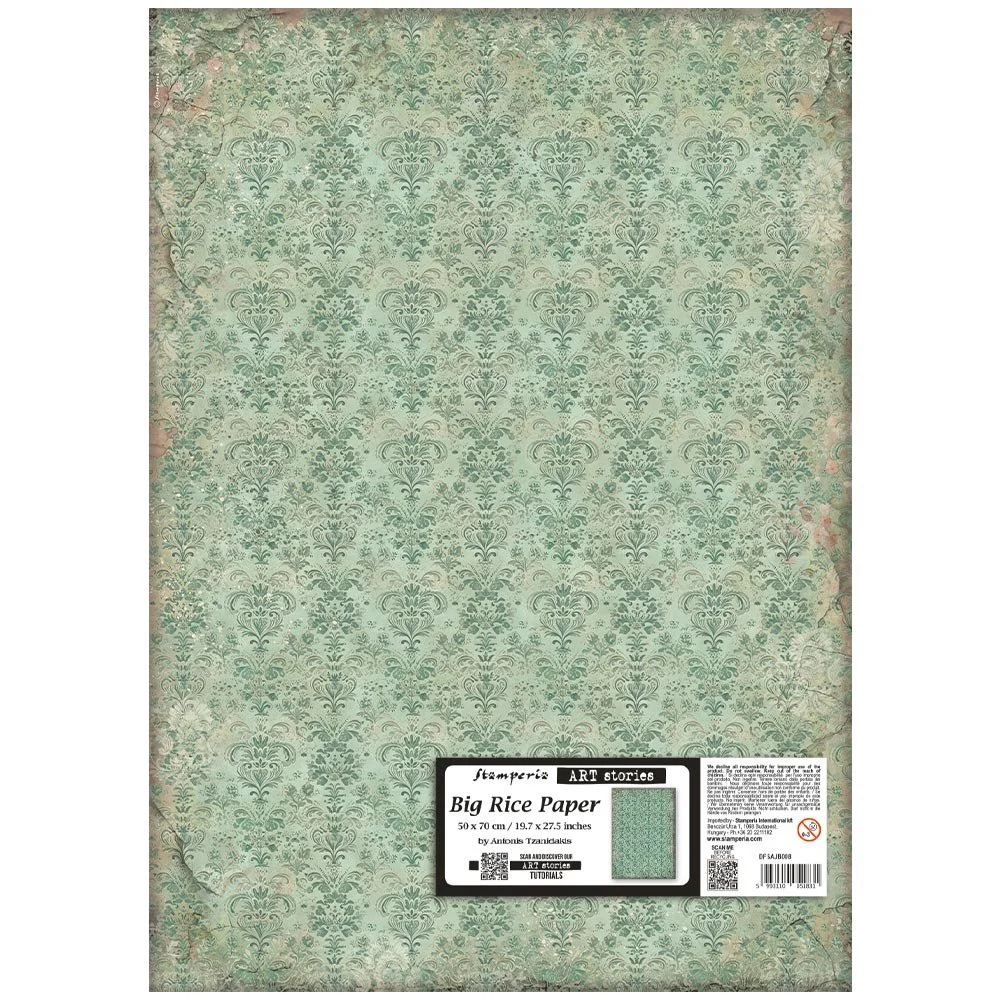 Stamperia - Gardens of Time - Large Rice Paper - 50 x 70cm - Green Tapestry - DFSAJB008