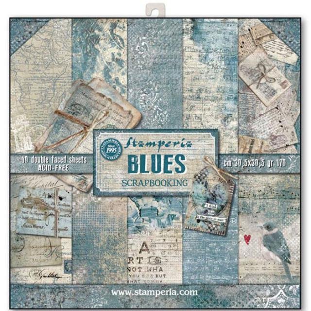 Stamperia - Blues - Scrapbooking Pad - 12 x 12 - 10 Sheets - SBBL26 —  Cobwebbs Craft Studio