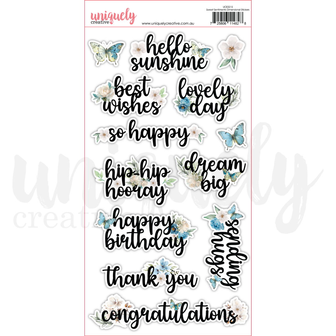 Uniquely Creative - Delighted Curiosities - Sweet Sentiments Dimensional Stickers - UCE2215