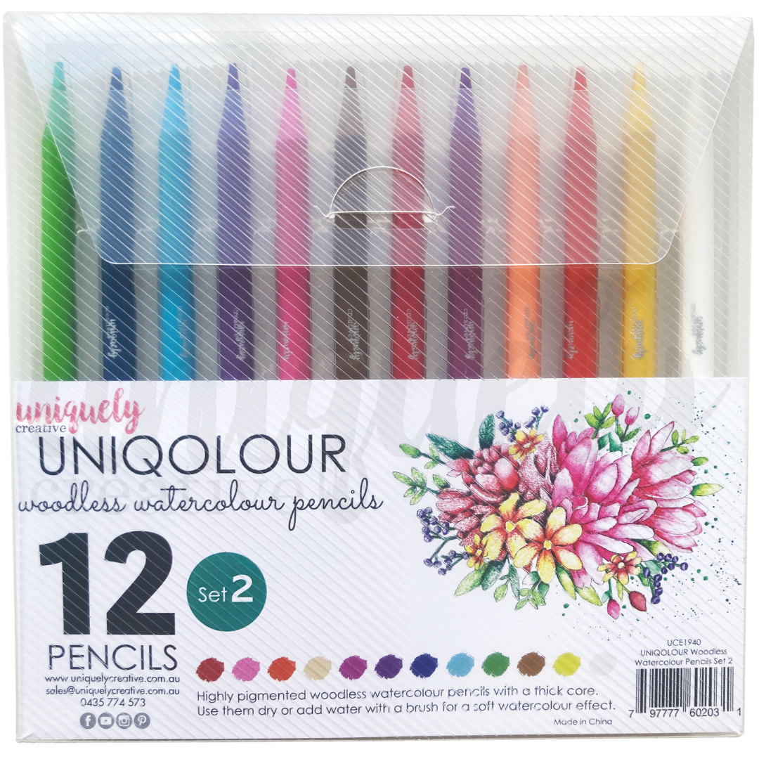Uniquely Creative - Uniqolour Woodless Watercolour Pencils - Set 12- UCE1940