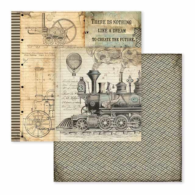 Scrapbooking paper 2 sided (12 inch by 12 inch) Lady Vagabond luggage  Stamperia (SBB759)