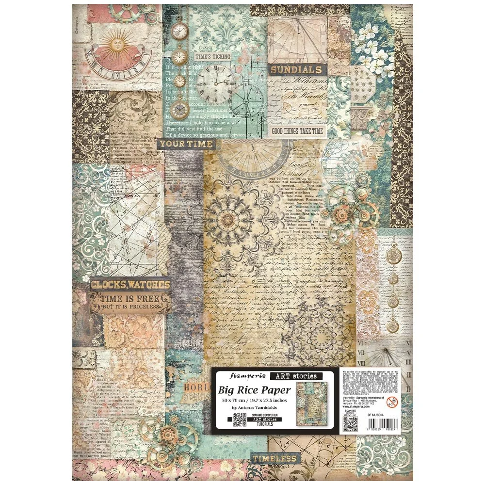 Stamperia - Gardens of Time - Large Rice Paper - 50 x 70cm - Mixed Pattern - DFSAJB006