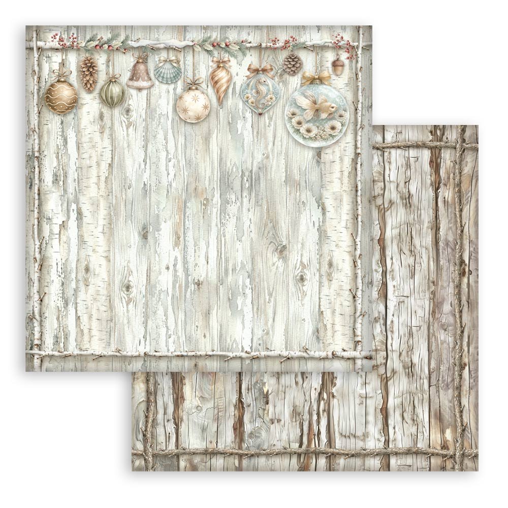 Stamperia - White Christmas - Scrapbooking Paper - Wooden Pattern - SBB1162