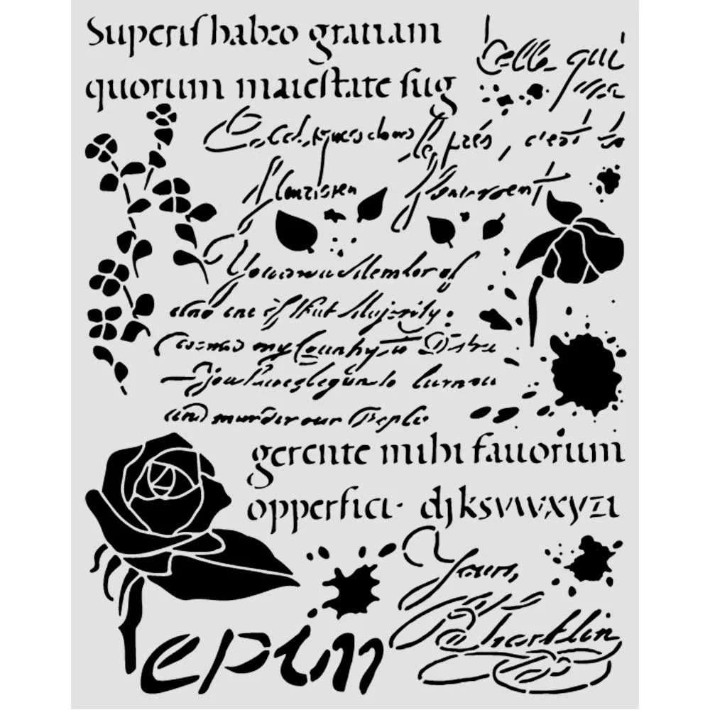 Stamperia - Flowers & Poems - 20 x 25cm Stencil - Latin Inspirations - KSTD221