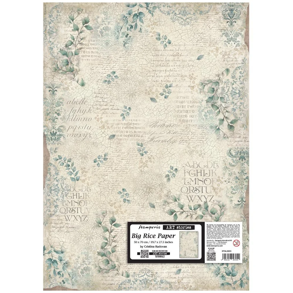 Stamperia - Art Stories - Big Rice Paper - 50cm x 70cm - Leaves Pattern- DFSAJB003