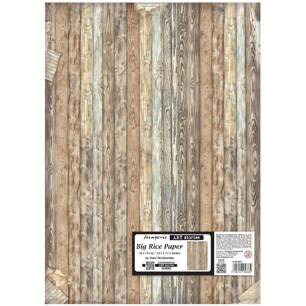 Stamperia - Symphony - Rice Paper - 50x 70cm - Wood Pattern - DFSAJB011