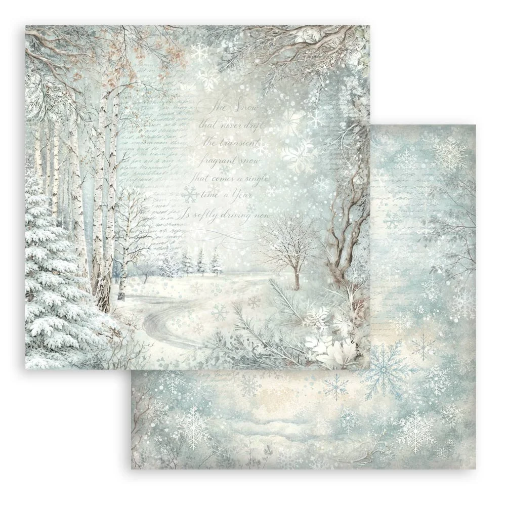 Stamperia - White Christmas - Scrapbooking Paper - Snowy Woods - SBB1163