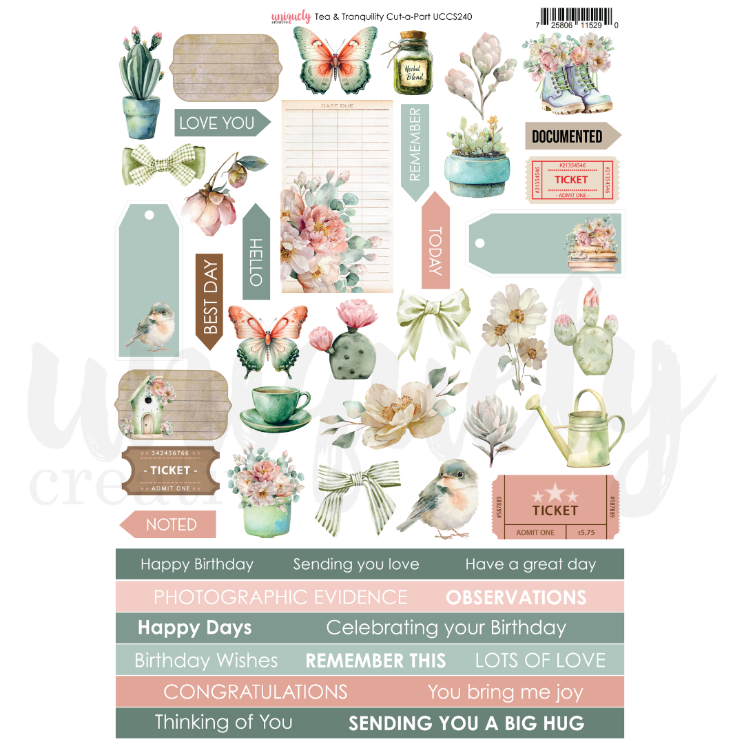 Uniquely Creative - Tea & Tranquility - Cut-a-Part Sheet - UCCS240