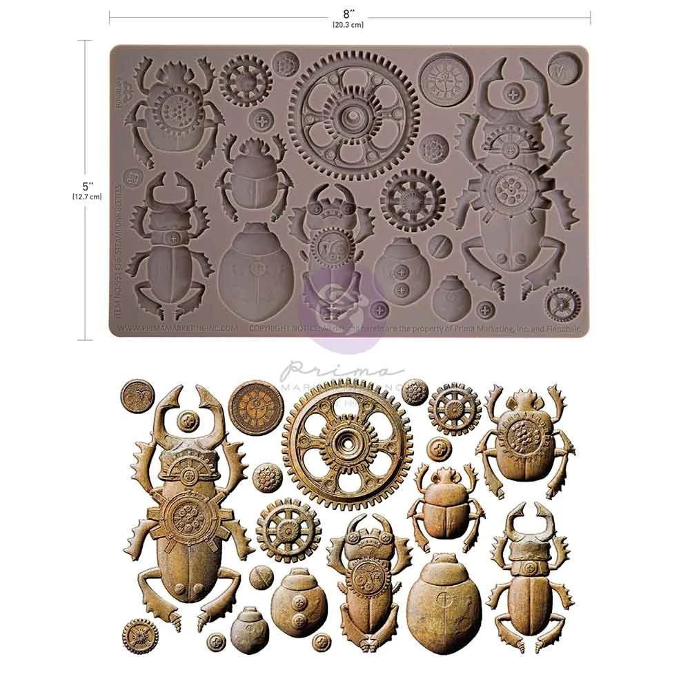 Prima - Finnabair Decor Moulds -Steampunk Beetles - 5" x 8" x 8mm