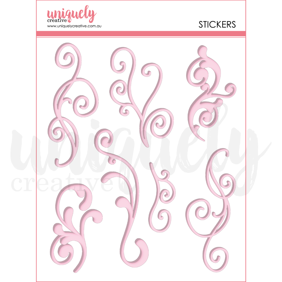 Uniquely Creative - Pink Flourish Puffy Stickers - UCE2181