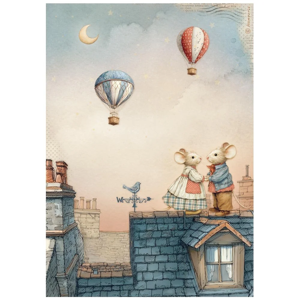 Stamperia - Family - A4 Rice Paper - Mice on the Roof - DFSA41084